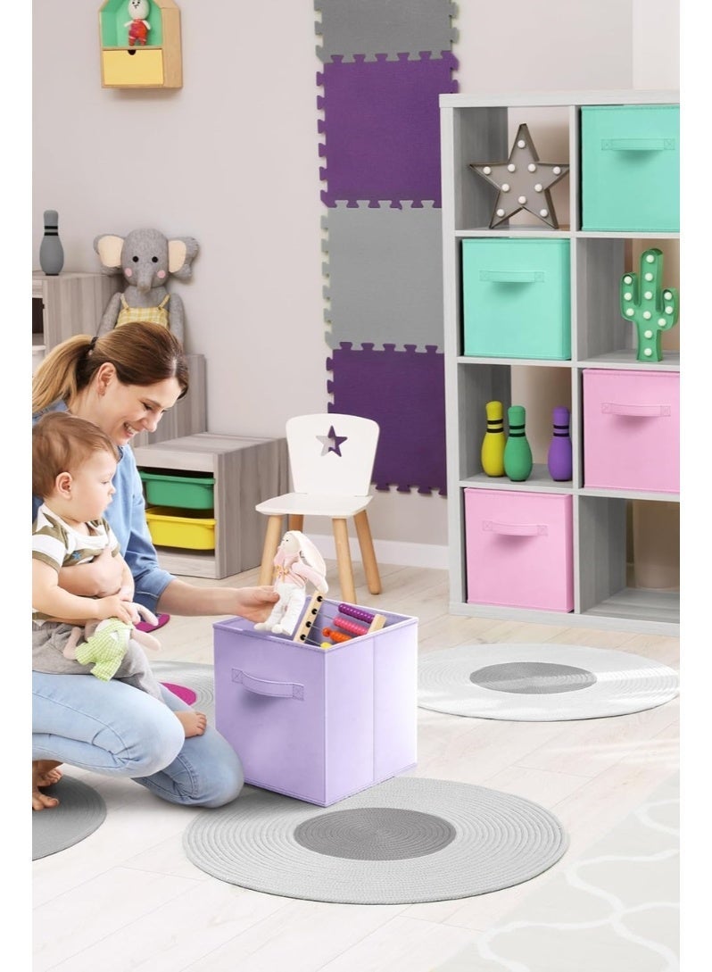 Drawer Organizer 6 Piece Colorful Fabric Drawer Storage Organizer Bins Multi Purpose Cube Boxes for Toys Organizer, Clothes, Books, Shoes, Art Craft Supplies, Closet Home Storage - Image 5
