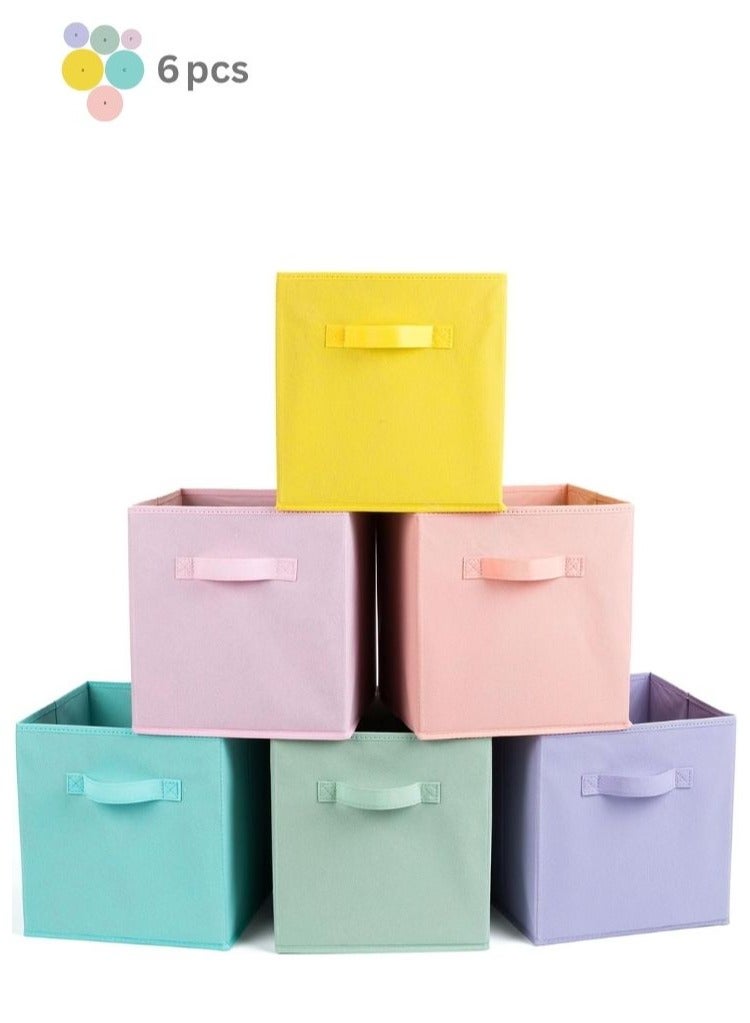 Drawer Organizer 6 Piece Colorful Fabric Drawer Storage Organizer Bins Multi Purpose Cube Boxes for Toys Organizer, Clothes, Books, Shoes, Art Craft Supplies, Closet Home Storage - Image 1
