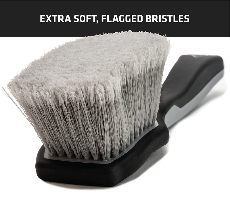 فرشاة غسيل سيارات فايكنغ، وفرشاة عجلة ورفارف، ومنقف إطارات قصير المقبض لتفصيل السيارات، 10.3 بوصة، رمادي/أسود