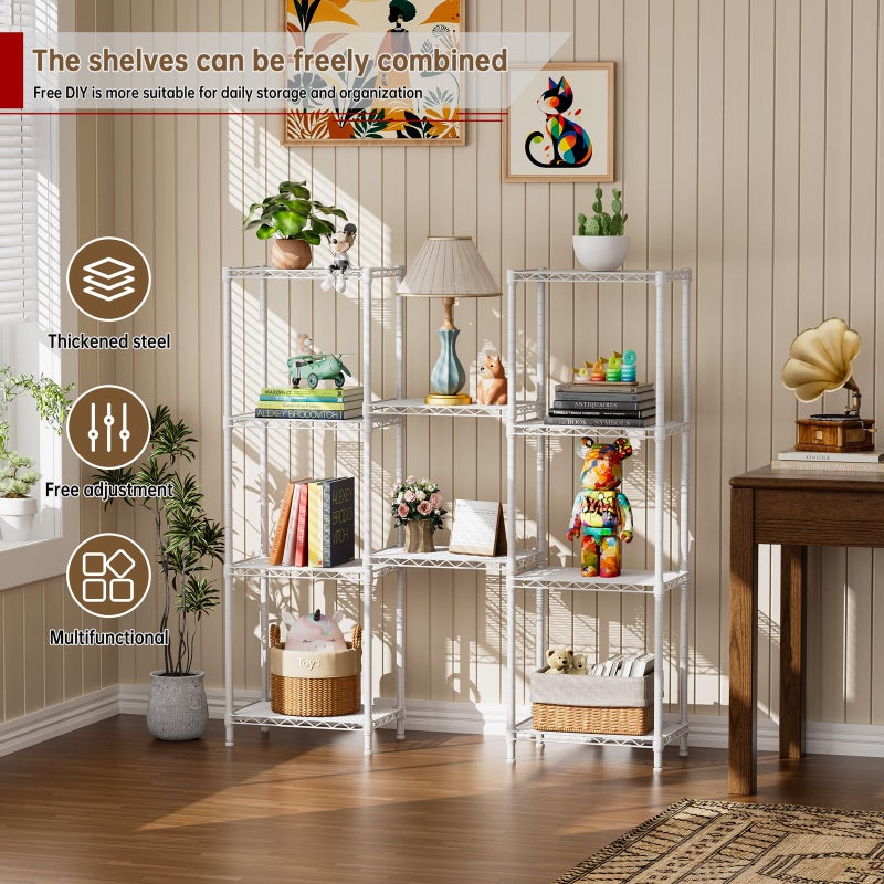 Golpart Small 5 tire Shelves Storage Wire Shelving Unit Metal Shelf Adjustable Organizers Storage Shelving for Bathroom Laundry Room Kitchen Pantry10â€D x 16â€W x 55â€H White - Image 3