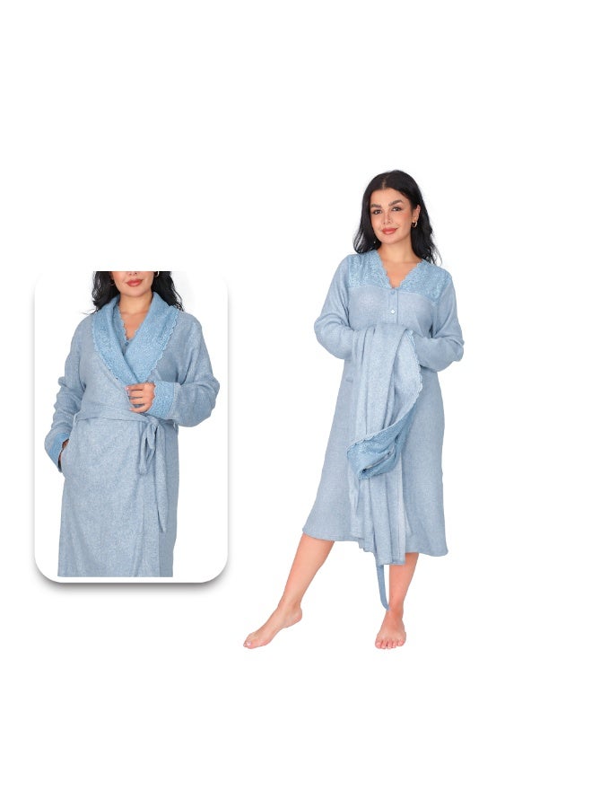 Dadoush Very special robe shirt, maxi nightgown with long robe made of soft cotton - Image 1