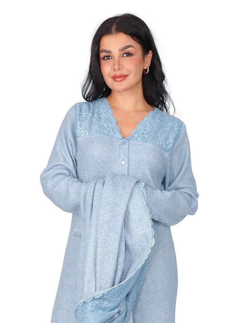 Dadoush Very special robe shirt, maxi nightgown with long robe made of soft cotton - Image 5