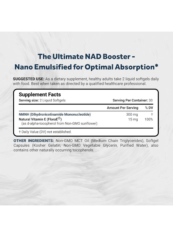 Naturalis NMNH Dihydronicotinamide Mononucleotide 300mg Softgels - Image 2