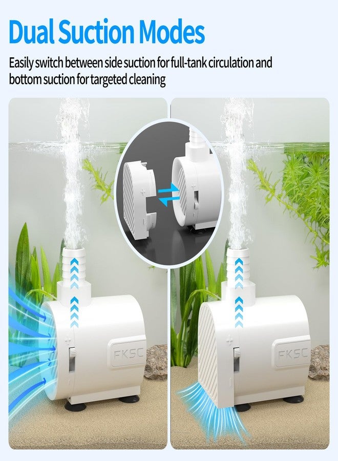 FKSC 50 GPH Submersible Water Pump - Fountain Pump for Aquarium & Fish Tank Mini, Adjustable Flow Control, Dual-Suction Side/Bottom Intake, Outdoor Water Fountain, Hydroponics, Pond (White) - Image 4