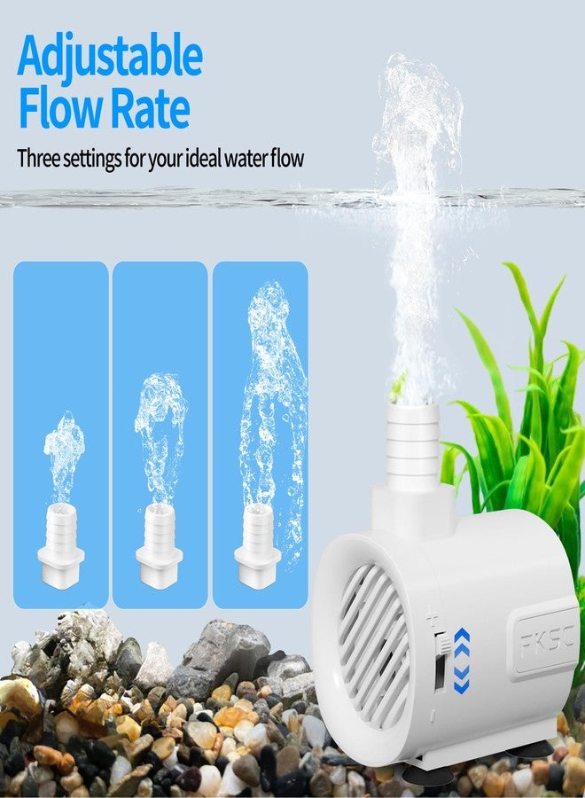 FKSC 50 GPH Submersible Water Pump - Fountain Pump for Aquarium & Fish Tank Mini, Adjustable Flow Control, Dual-Suction Side/Bottom Intake, Outdoor Water Fountain, Hydroponics, Pond (White) - Image 5