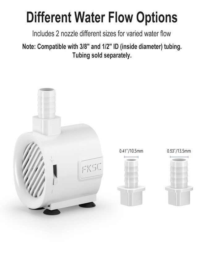 FKSC 50 GPH Submersible Water Pump - Fountain Pump for Aquarium & Fish Tank Mini, Adjustable Flow Control, Dual-Suction Side/Bottom Intake, Outdoor Water Fountain, Hydroponics, Pond (White) - Image 3