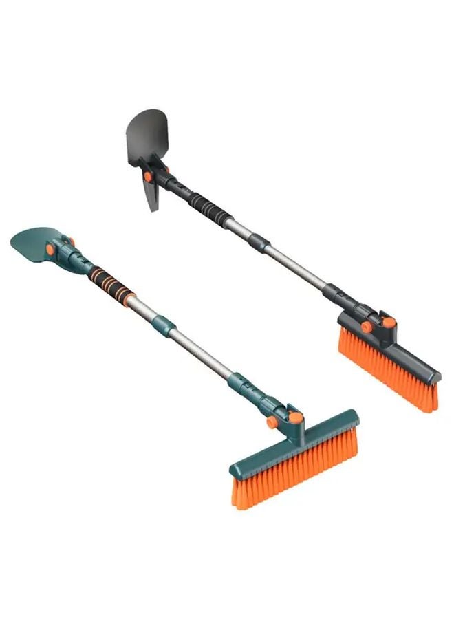 Heavy Duty Extendable Car Snow Brush Ice Scraper 360 Rotating Head Telescopic Winter Snow Removal Tool Dark Green - Image 2
