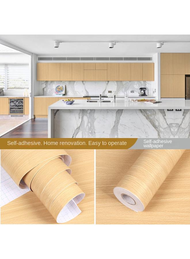 Bluejw Wood Grain Wallpaper Self-adhesive Wardrobe Furniture Door Stickers Table Renovation Wood Grain Stickers Moisture-proof Self-stickers Solid Color - Image 1