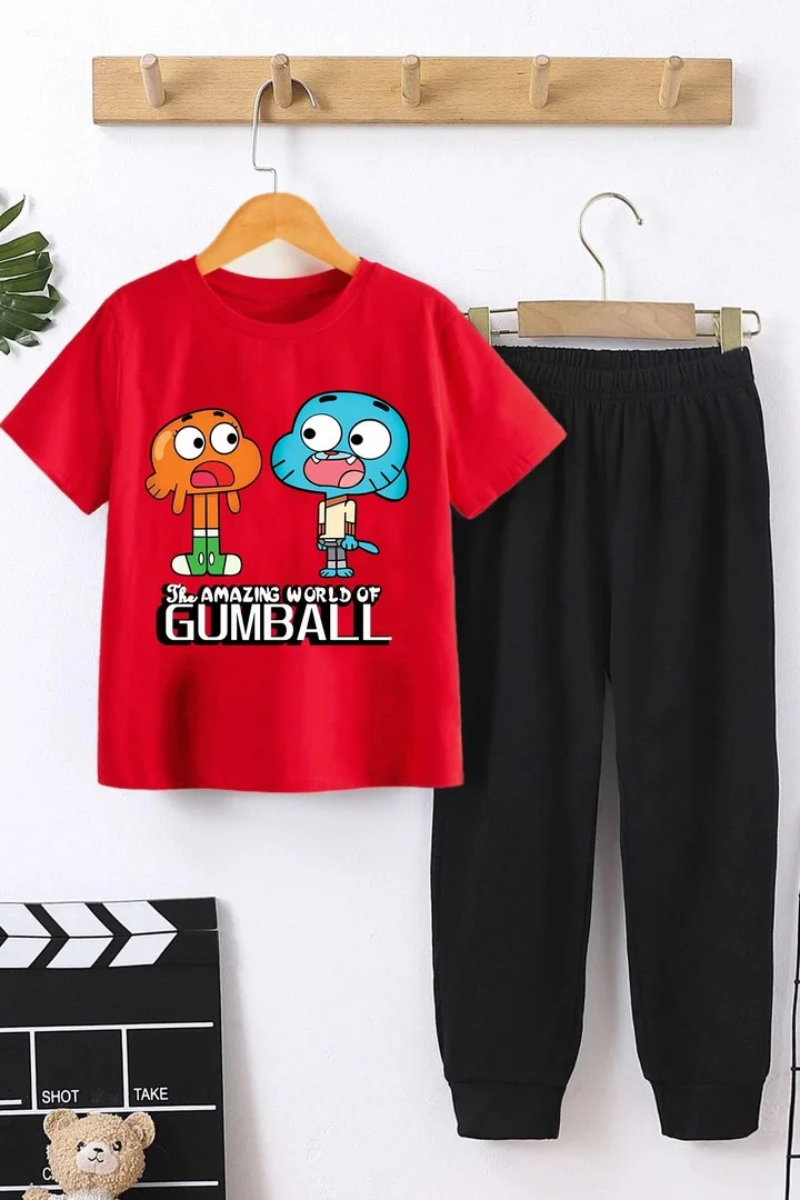 ONLYTRENDWEAR Kids Gumball Bottom - Top Tracksuit Set 3-4 Years Old Red