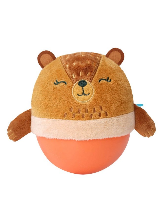 Manhattan Toy Manhattan Toy Wobbly Bobbly Bear Weighted, Soft Silicone Wobble Ball with Embroidered Plush Baby & Toddler Toy - Image 1