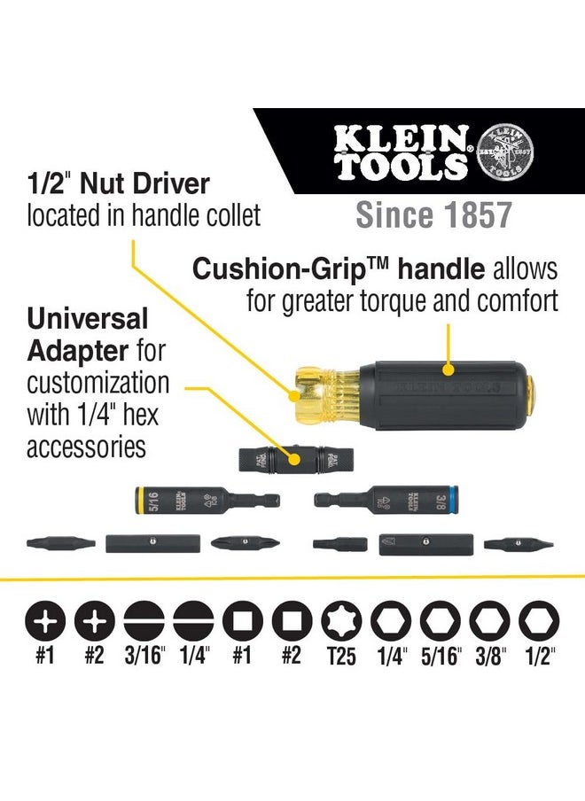 كلاين تولز مفك براغي متعدد الرؤوس KNECT 32500HD من Klein Tools، أداة مقاومة للصدمات 11 في 1 برؤوس فيليبس ومشقوقة ومربعة وتوركس  - Image 2
