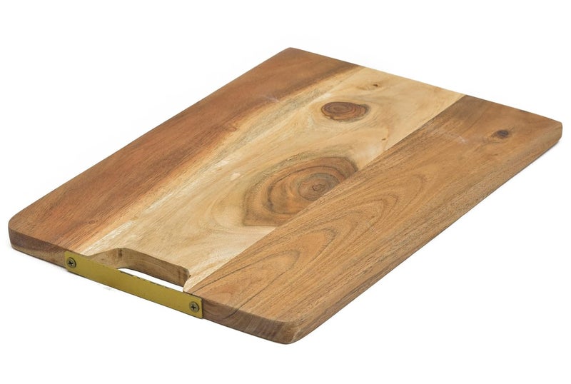 OGGN Acacia Natural Wood Chopping Board with Centre Iron Handle Durable Wooden Vegetable Fruits Chopper KnifeFriendly Cutting Boards for Kitchen 381 X 254 cm - Image 4