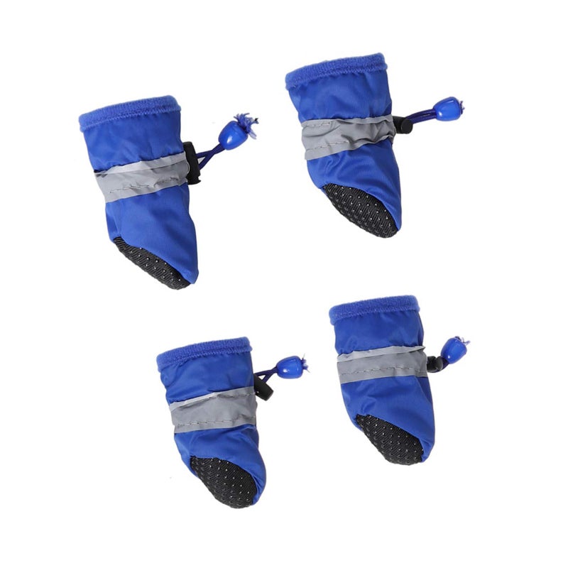 Dog Boots Waterproof Puppy Shoes: 4Pcs Anti- Slip Dogs Boots Paw Protector Walking Pet Booties for Small Medium Dogs Blue - Image 4
