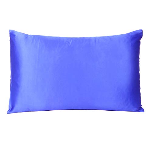 Oussum Satin Silk Pillowcase Pillow Case Covers with Envelop Closure for Hair and Skin Home Bed Decor Set of 2 Pillowcase Free 3 pcs scrunchies (Standard, Royal Blue) - Image 3
