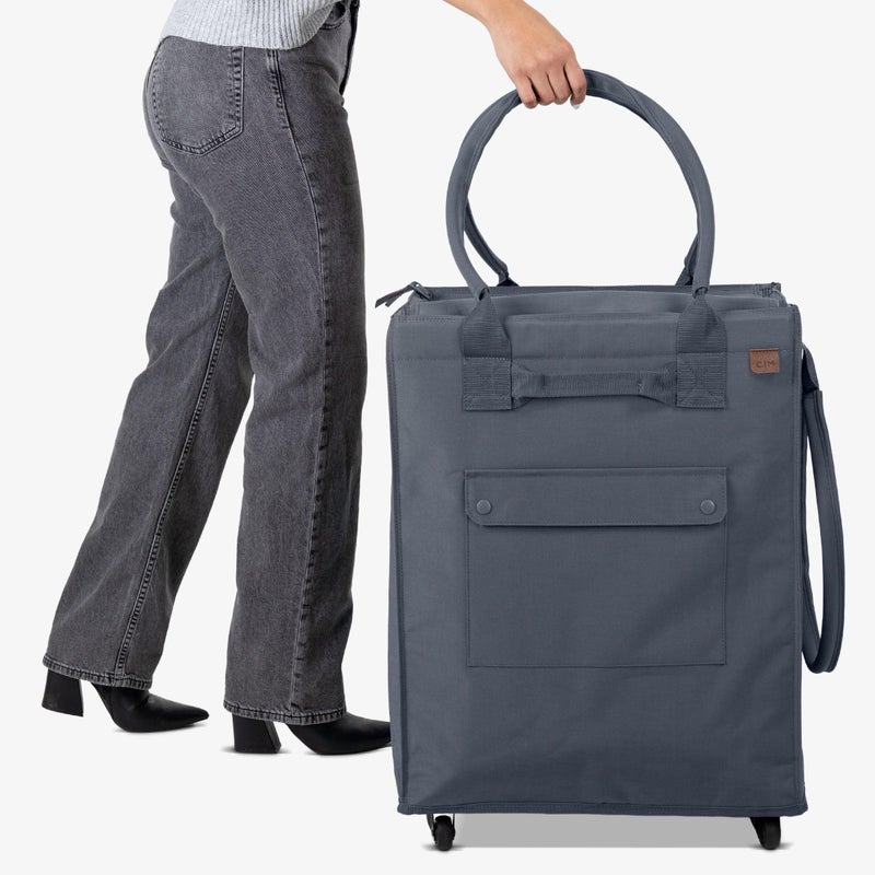 CleverMade Hauler Rolling Tote Bag, 90L Collapsible Portable Shopping Cart with Wheels for Groceries, Laundry, Organization â€“ Heavy Duty Utility Tote with 75 lb Capacity, Basket with Wheels, Gunmetal - Image 5