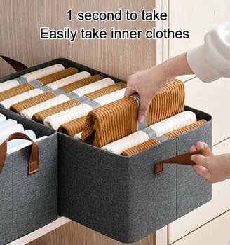 REXOTEX Wardrobe Organizer with Handles Foldable Storage Baskets for Organizing Toys Books Shelves Closet Large Storage Box with Metal Frame Grey - Image 3