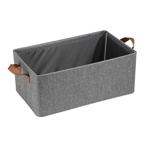 REXOTEX Wardrobe Organizer with Handles Foldable Storage Baskets for Organizing Toys Books Shelves Closet Large Storage Box with Metal Frame Grey - Image 1