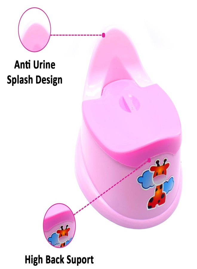 WHEEL CREW Premium Baby Potty Toilet Training Seat/Chair with Lid & High Back Support for Kids | High-Backed Baby Potty Toilet Seat for 14 Months to 3 Years Toddler Boys and Girls (PINK) - Image 4