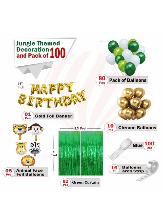 هونج كونج بالونز مجموعة بالونات هونج كونج من 100 قطعة زينة لحفلات أعياد الميلاد بطابع الغابة للأولاد، بالونات من رقائق معدنية على شكل وجه حيوان، بالونات من الكروم لحفلات أعياد الميلاد بطابع الغابة - Image 2