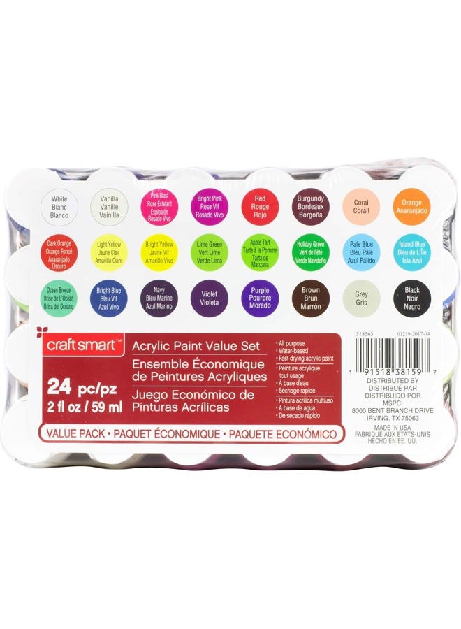 Craft Smart craft mart 24 Assorted Acrylic Paint Set by - Non-Toxic Paint for Drawing, Painting, & s Supplies - 1 Pack - Image 4