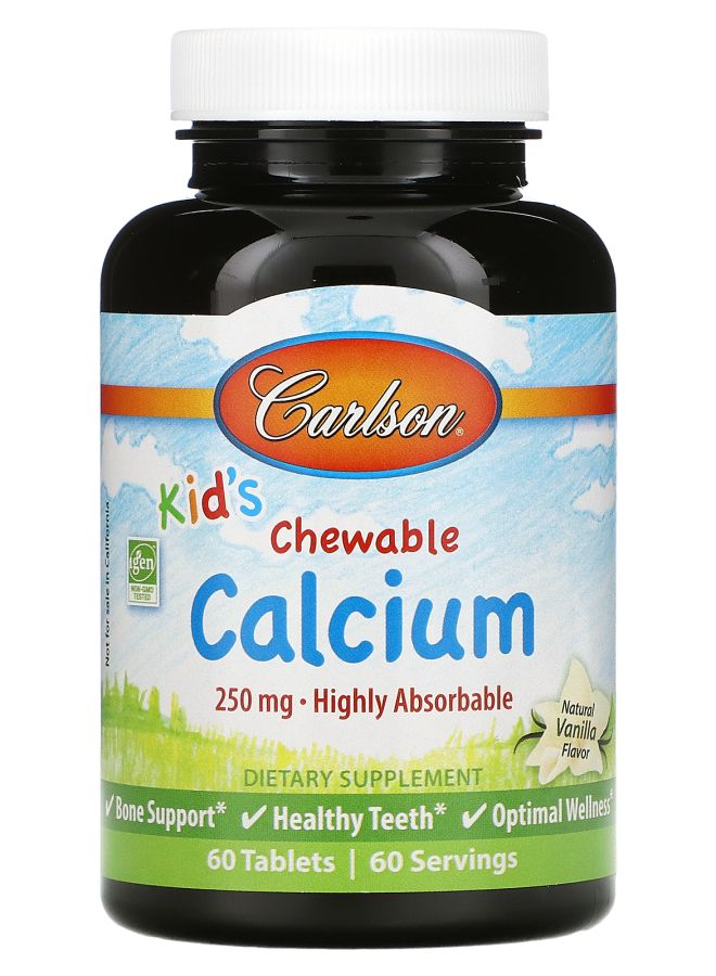 Kid's Chewable Calcium Natural Vanilla 250 mg 60 Tablets