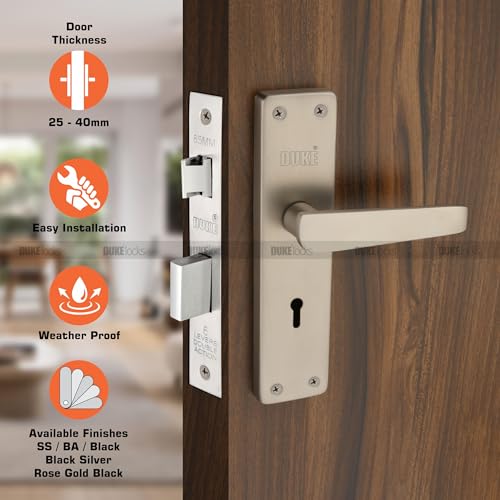 Duke Door Lock Set, Mortice Handle with Lock Body |Premium Handles | MH-625 SS KY | Antique Brass |Weather-Proof |25-40mm Thickness| Easy Installation - Image 2