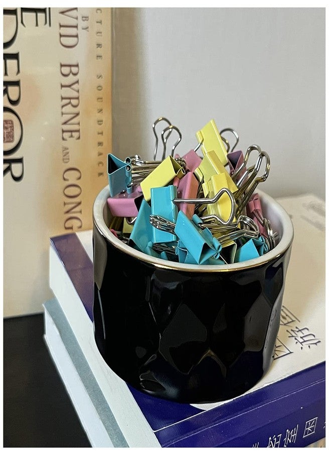 Aewill Ceramic Paper Clip Holder Ceramic Paper Clip Dispenser Organizer for Office Desk Binder Clip Holder (Black) - Image 4