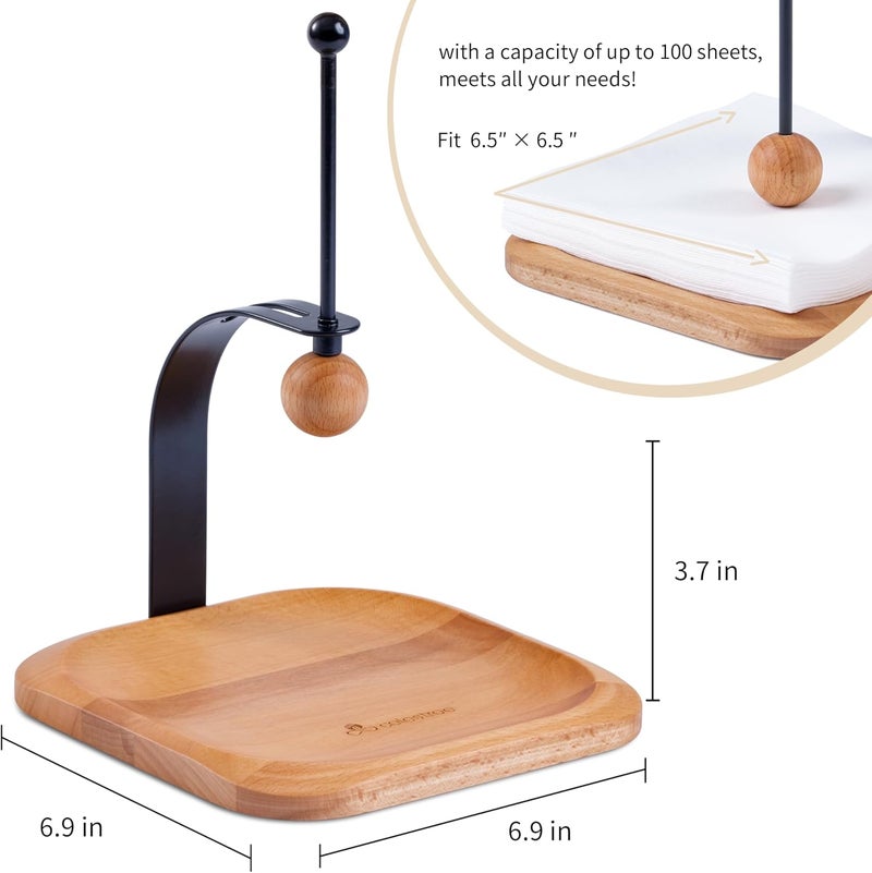 celestree North American Beech Napkin Holder for Table - Nordic Style Wooden Cocktail Napkin Holder Fits 5-7" Napkins - Windproof Dispenser for Kitchen, Coffee Bar, Cocktail Bar (Gift Idea) - Image 2