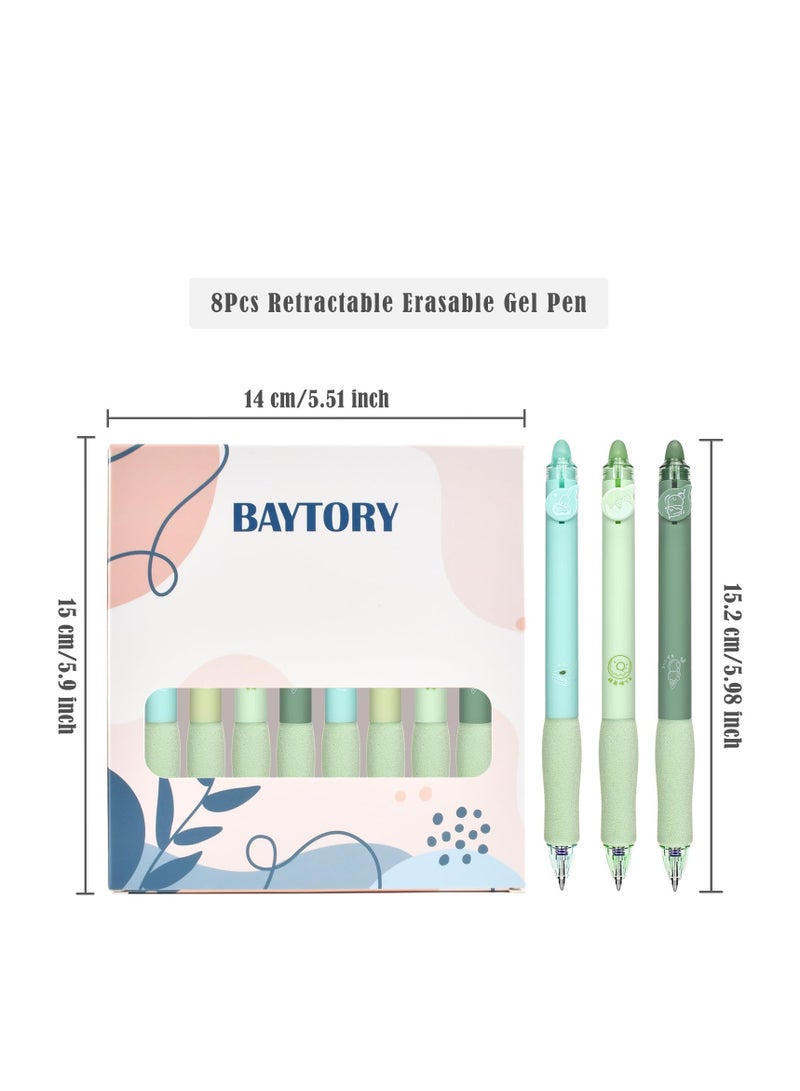 8-Pack Retractable Erasable Gel Pens with Blue & Black Ink, Smooth Writing & Comfortable Grip for Note Taking, Marking, Planners, and Crossword Puzzles - Perfect for Students and Professionals