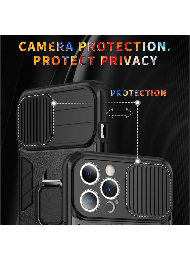 Case For iPhone 13 Sliding Camera Cover Design TPU + PC Shockproof Case with Ring Holder