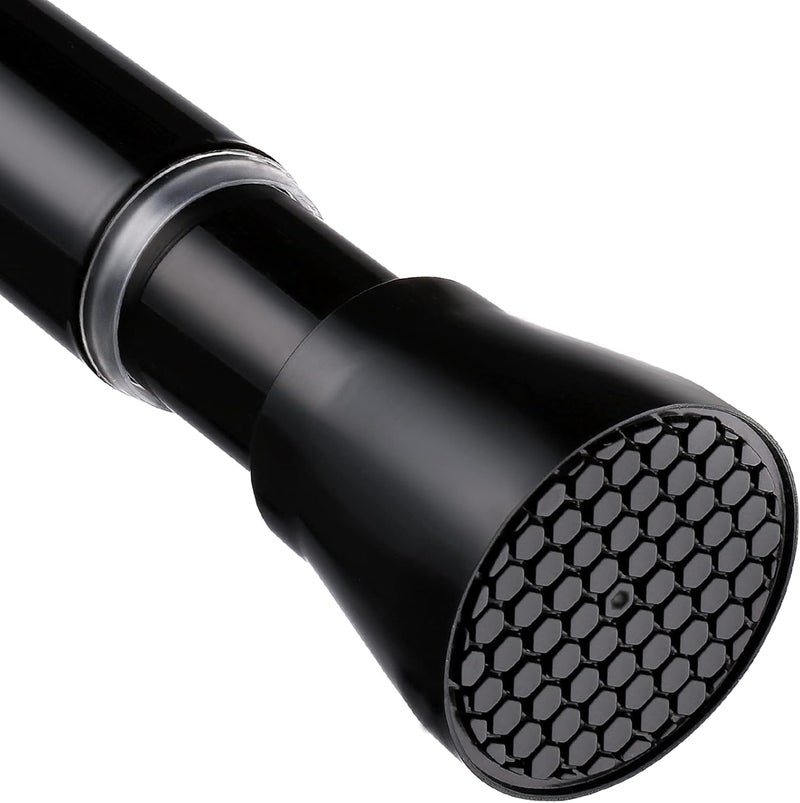 MEXAU Black Spring Tension Curtain Rod 28-52 Inches, 7/8" Diameter Adjustable Shower Curtain Rod No Drill, Anti-slip Heavy Duty Spring Curtain Rod for Windows Bathroom Kitchen Closet Doorway - Image 1