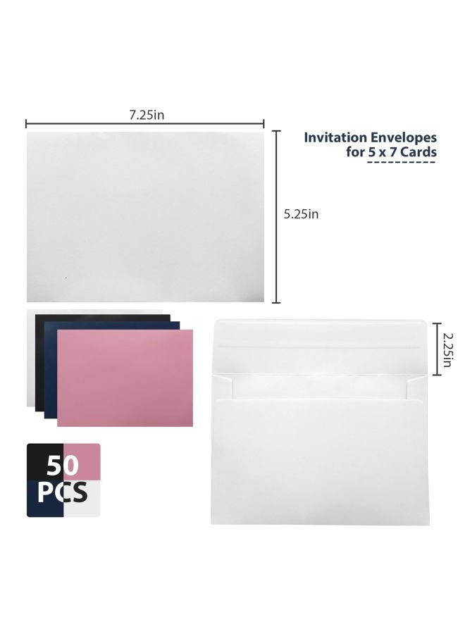 xflyxin 50 Packs White A7 Envelopes,5x7 Envelopes,5x7 Envelopes for Invitations,Printable invitation envelope,Photos, postcards, greeting cards, mailings, Wedding Self-sealing Envelopes (white) - Image 2