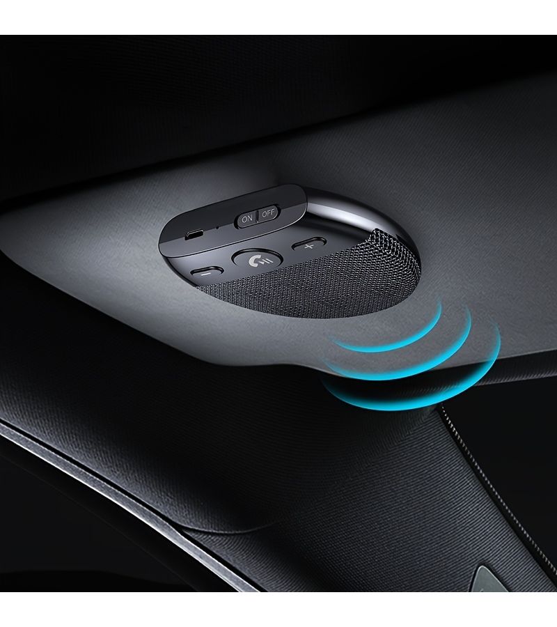 Universal Black Car Hands Free Sun Visor Speaker Wireless Calling Easy Installation Connects 2 Phones Vibration Start One Button Operation Call Answer Volume Adjustment Convenient Safe Driving - Image 5