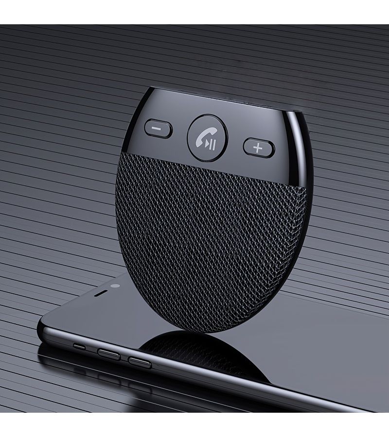 Universal Black Car Hands Free Sun Visor Speaker Wireless Calling Easy Installation Connects 2 Phones Vibration Start One Button Operation Call Answer Volume Adjustment Convenient Safe Driving - Image 2