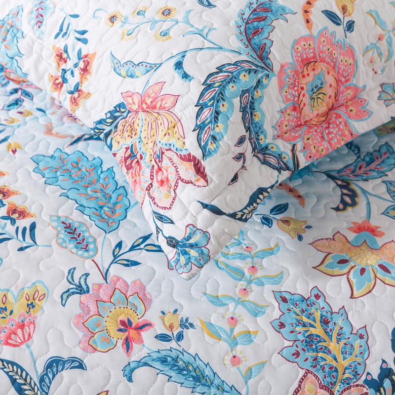 BEDIFANY Garden Cotton Filling King Size Quilt Set - Lightweight Bedspreads King Size (98 x 106 inch) with Colorful Floral Pattern - Farmhouse King Quilt Bedding Sets for Bed Coverlet, 3 Pieces - Image 5
