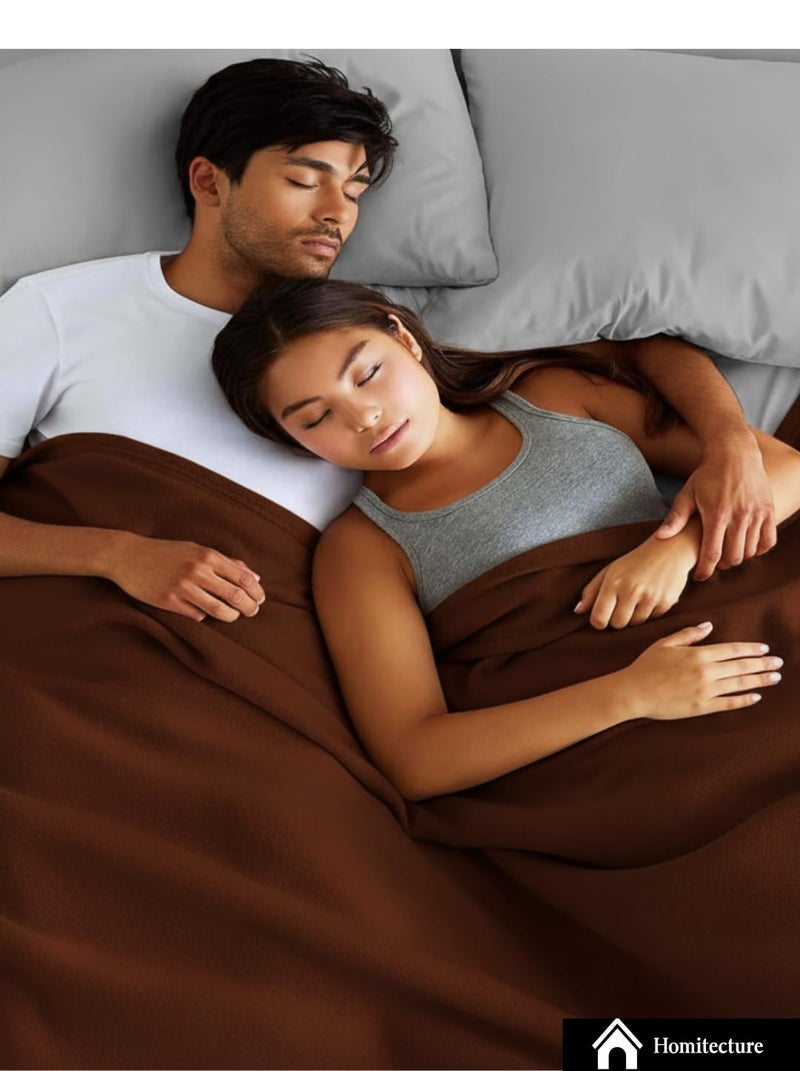 Homitecture Fleece Blanket 300 TC All Season Solid/Plain Light Weight Polar Fleece Single Bed Blanket (230 x 150 cm,Skin Friendly) (Brown) - Image 4