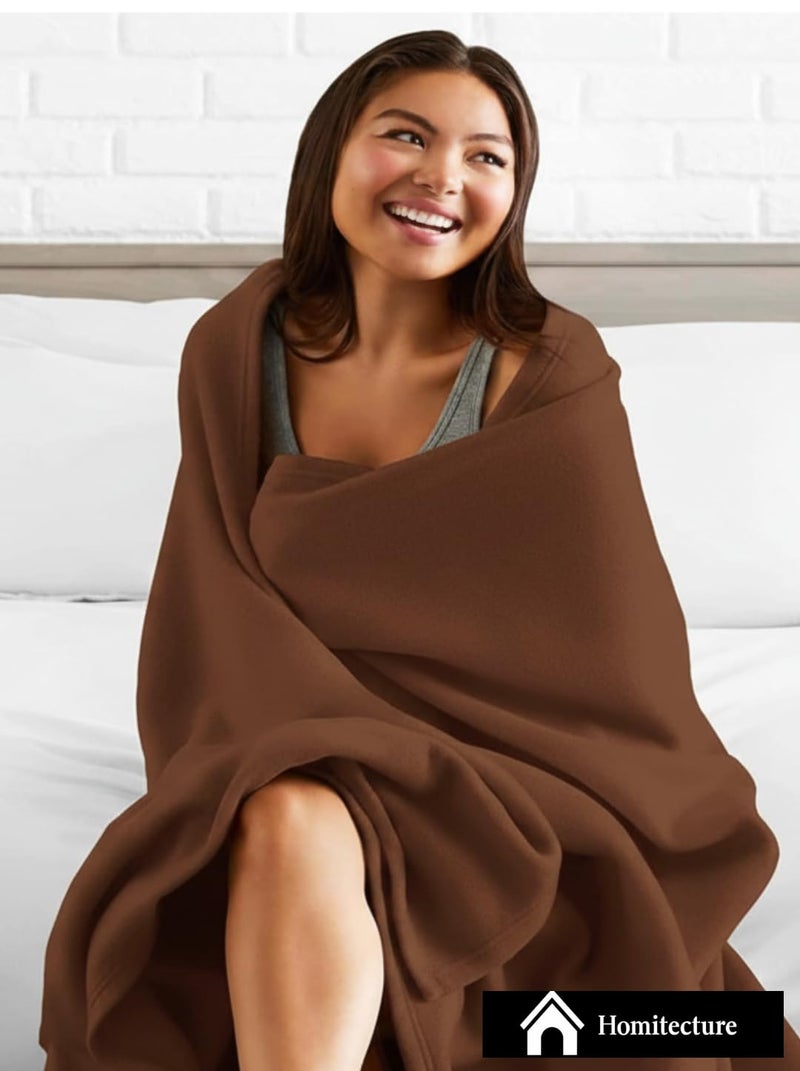 Homitecture Fleece Blanket 300 TC All Season Solid/Plain Light Weight Polar Fleece Single Bed Blanket (230 x 150 cm,Skin Friendly) (Brown) - Image 5