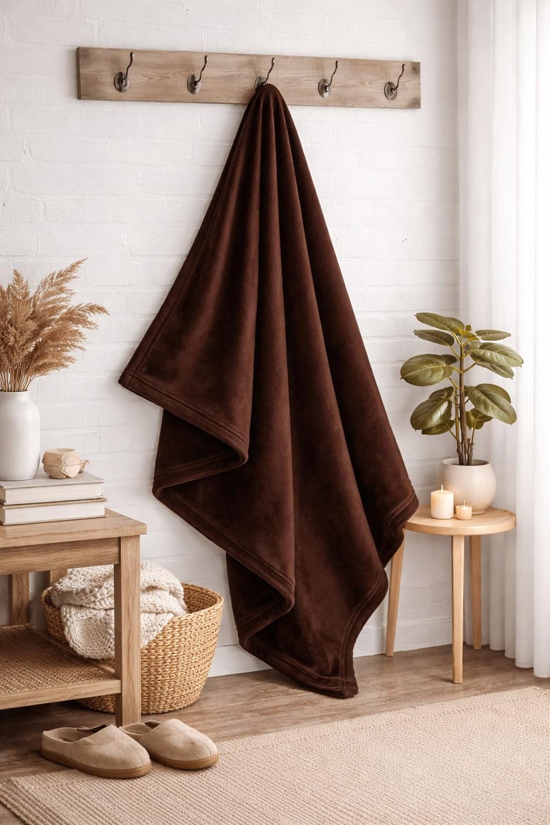 Homitecture Fleece Blanket 300 TC All Season Solid/Plain Light Weight Polar Fleece Single Bed Blanket (230 x 150 cm,Skin Friendly) (Brown) - Image 3