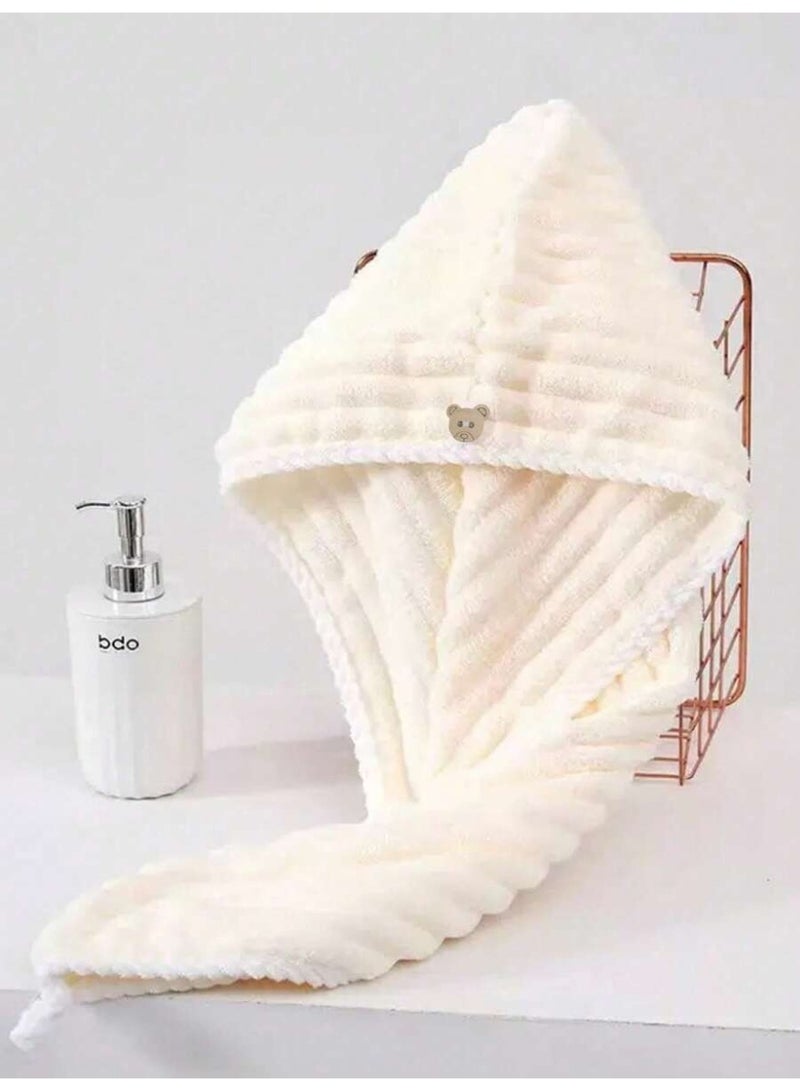 White Microfiber Hair Drying Towel Cap – Ultra-Soft Quick-Dry Hair Wrap for Smooth & Healthy Hair