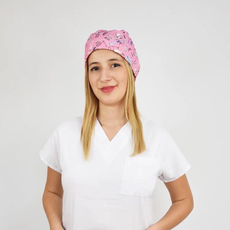 Nur Medikal Giyim Nur Medical Clothing Pink Beauty Patterned Surgical Cap
