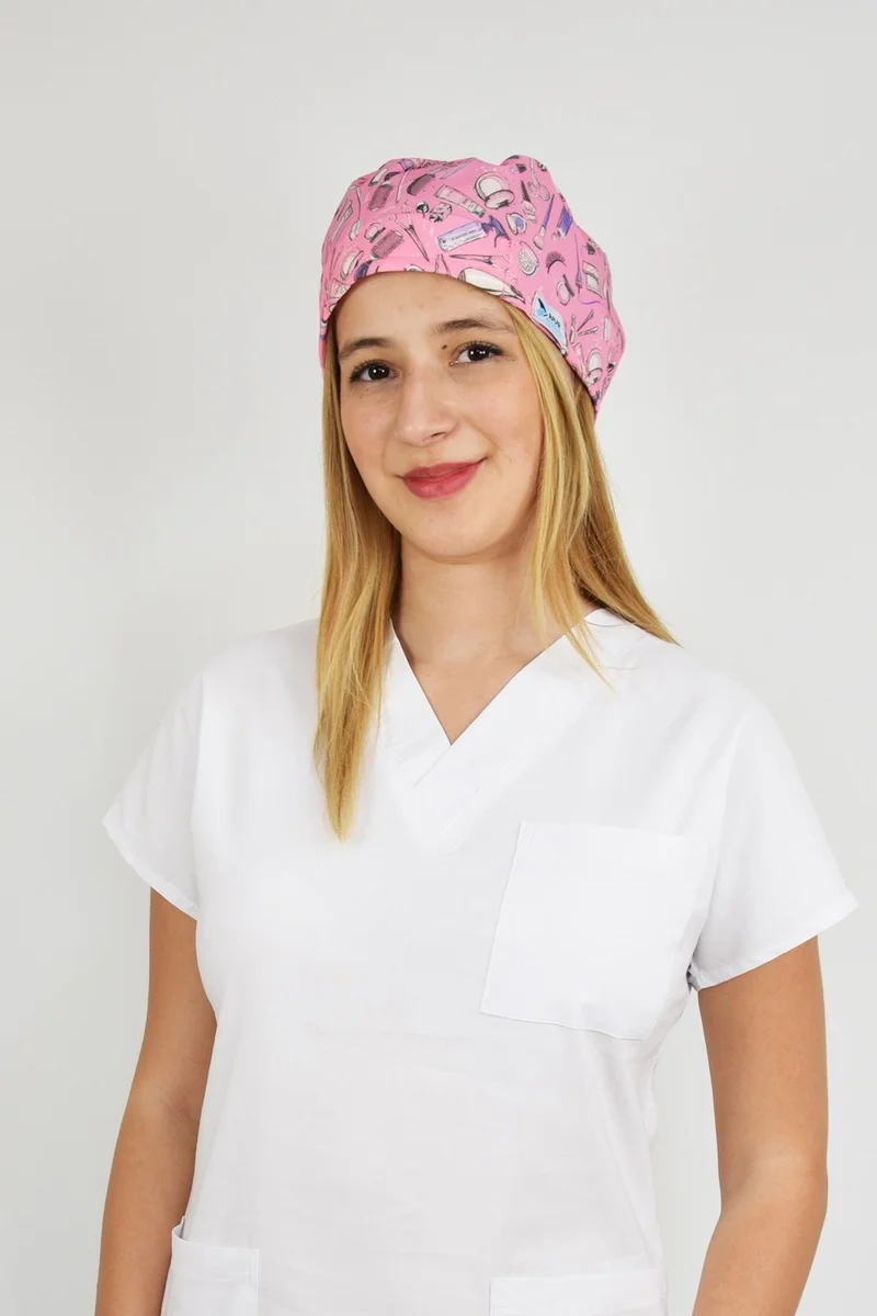 Nur Medikal Giyim Nur Medical Clothing Pink Beauty Patterned Surgical Cap