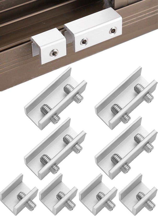 Window Lock 8 Set (4 Double-Hole Sets, 4 Single-Hole Sets) with Key Sliding Window Locks. Easy to Install, Suitable for Vertical and Horizontal Sliding Windows and Doors. Adjustable Safety Window Locks, Ideal for Patios, Bedrooms, Home, and Office (Silver) - Image 1