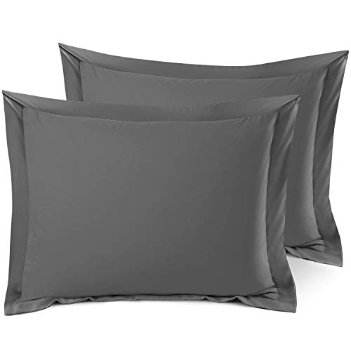 Nestl Soft Pillow Shams Set of 2 Double Brushed Microfiber Pillow Covers Hotel Style Premium Bed Pillow Cases with 15 Decorative Flange Queen 20x30 Gray - Image 1