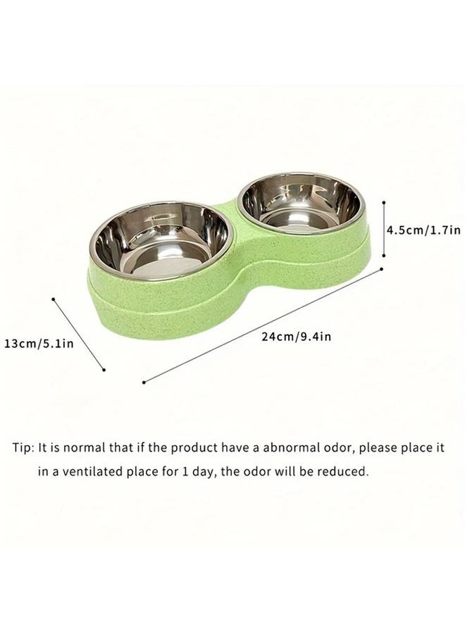 وعاء طعام وماء مزدوج للكلاب والقطط من الفولاذ المقاوم للصدأ الوردي غير القابل للانزلاق - Image 3