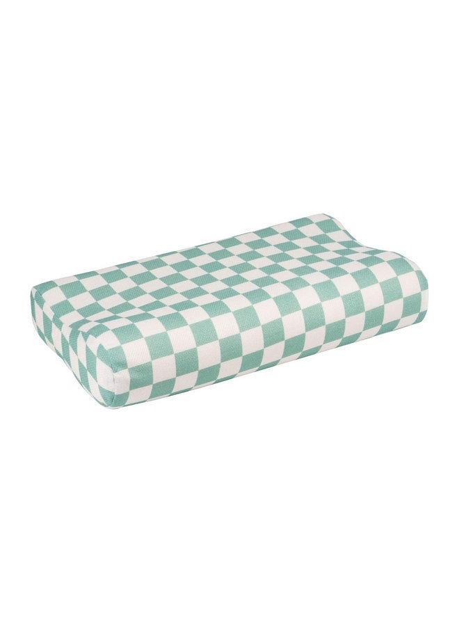 Tiny Twinkle Tiny Twinkle Toddler Pillow with Fitted Pillowcase - Ergonomic Shape with Memory Foam for Comfortable Sleeping - Kids Travel Pillows (Sage Checkers)  - Image 5