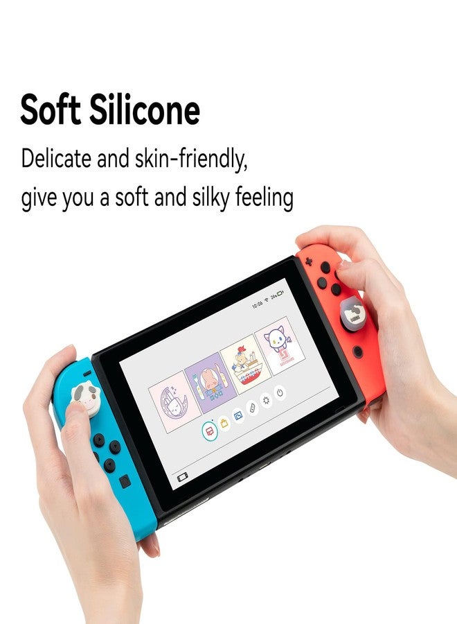 GeekShare Cute Silicone Joycon Thumb Grip Caps, Joystick Cover Compatible with Nintendo Switch/OLED/Switch Lite,4PCS - Dairy Cow - Image 4