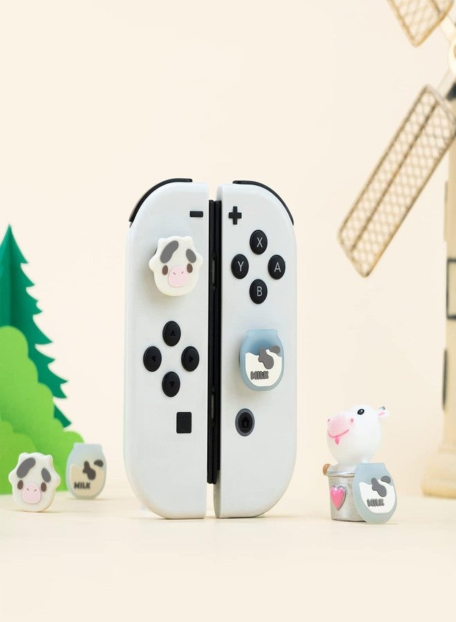 GeekShare Cute Silicone Joycon Thumb Grip Caps, Joystick Cover Compatible with Nintendo Switch/OLED/Switch Lite,4PCS - Dairy Cow - Image 5