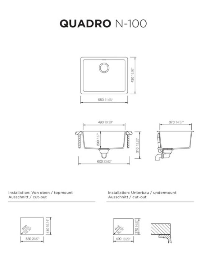 SCHOCK الماني حوض المطبخ: كوادرو N-100 - Image 3
