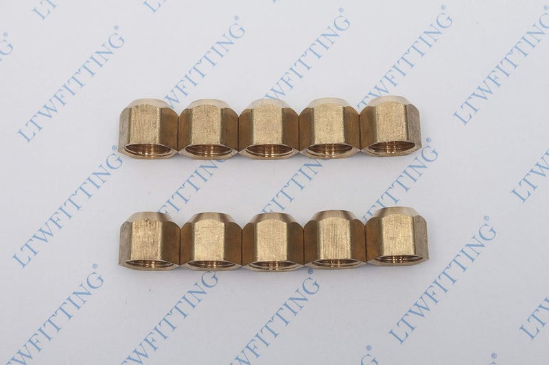 LTWFITTING Brass 3/8" OD Flare Cap, Brass Flare Tube Fitting(Pack of 10) - Image 2