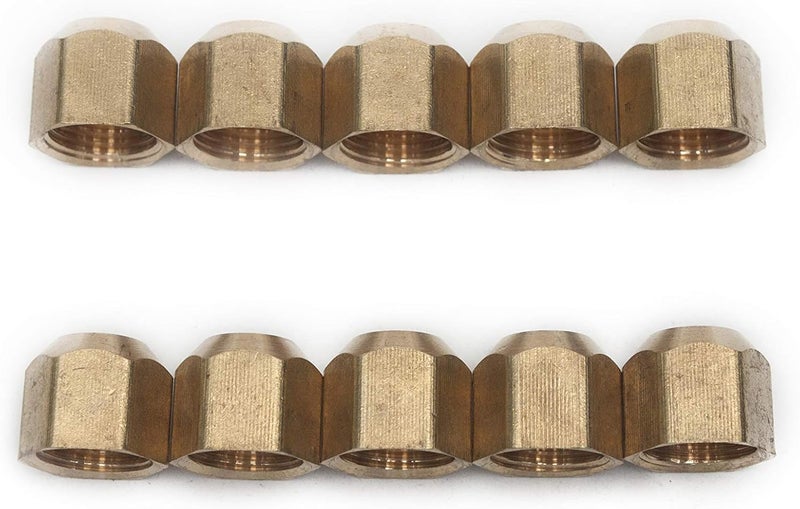 LTWFITTING Brass 3/8" OD Flare Cap, Brass Flare Tube Fitting(Pack of 10) - Image 1